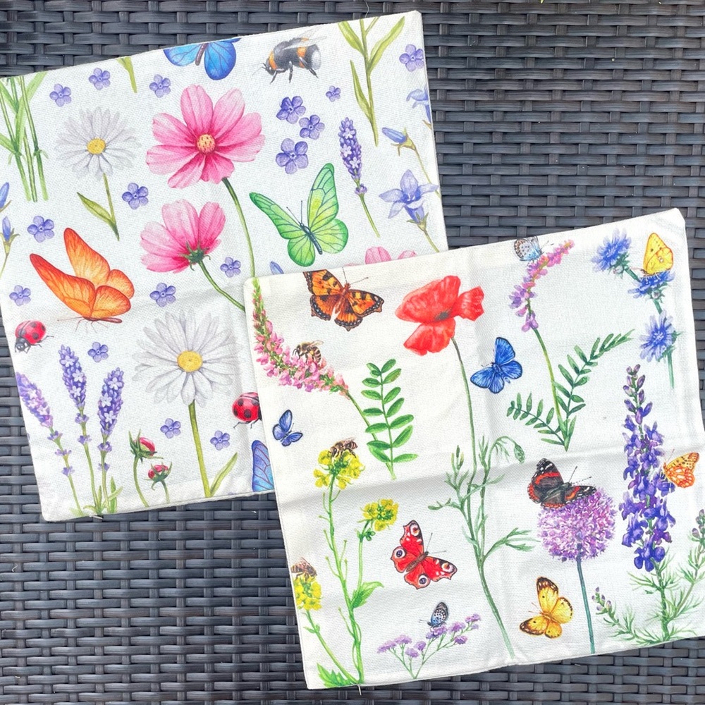 NWT 2 Linen Botanical Pillow Covers 18”x18”